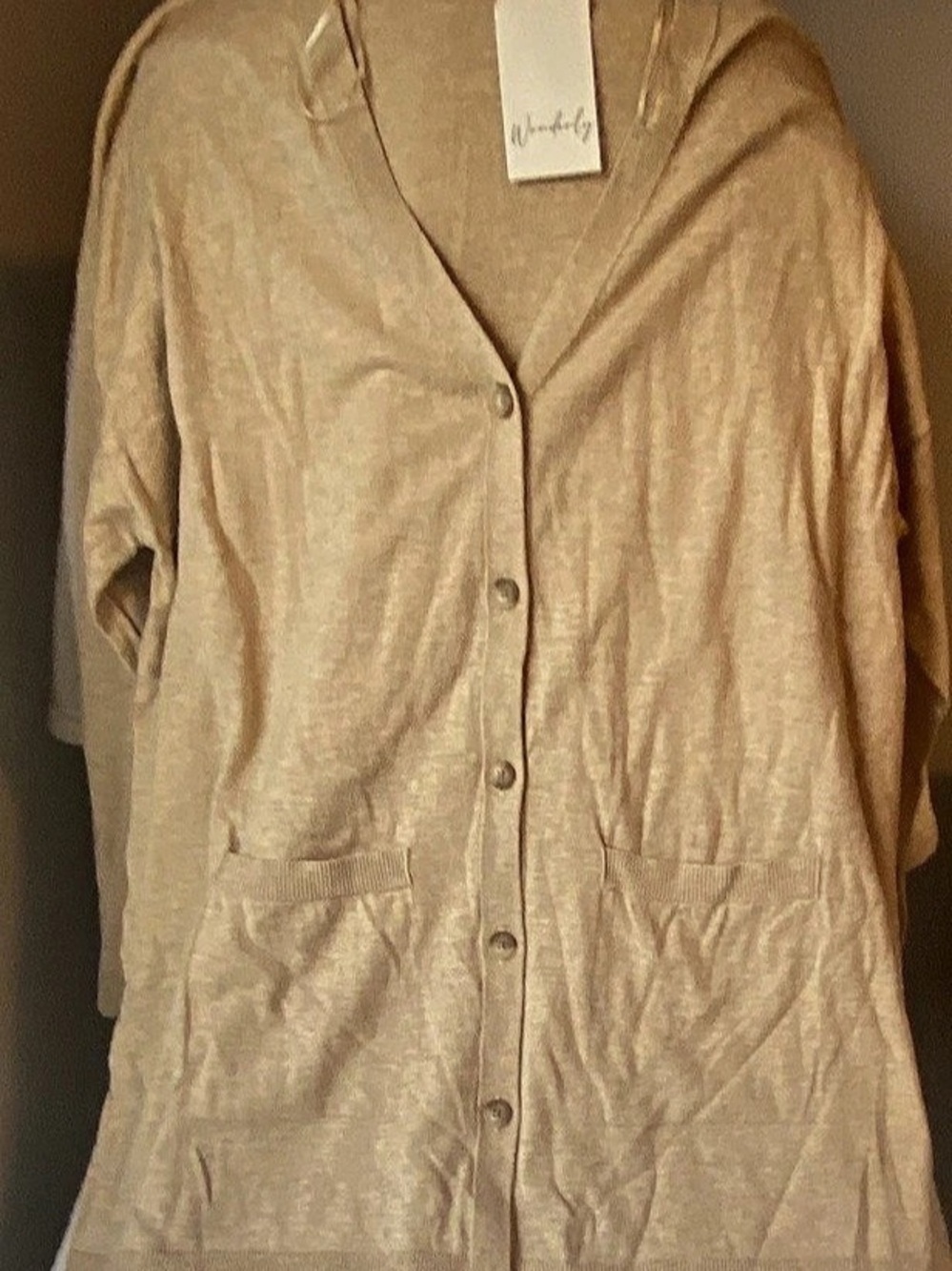 Wonderly Oatmeal Heather Fashion Sweater Cardigan Brown 2X NWT